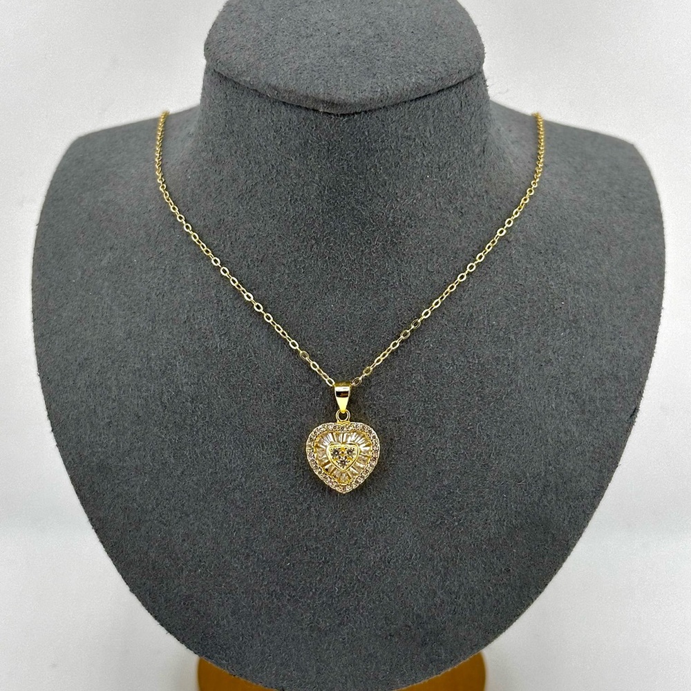 18K Gold Plated over 925 Sterling Silver Luxury Heart Pendant Necklace